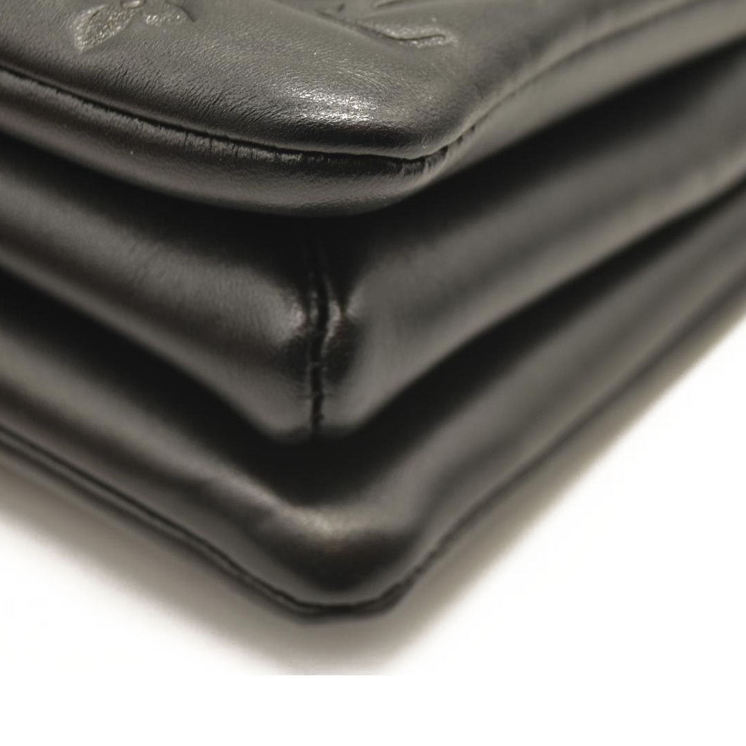 LOUIS VUITTON Lambskin Embossed Monogram Coussin BB Black