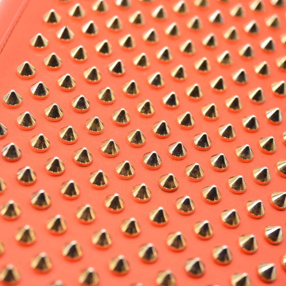 CHRISTIAN LOUBOUTIN Calfskin Spikes Paloma Clutch Red Orange Crossbody