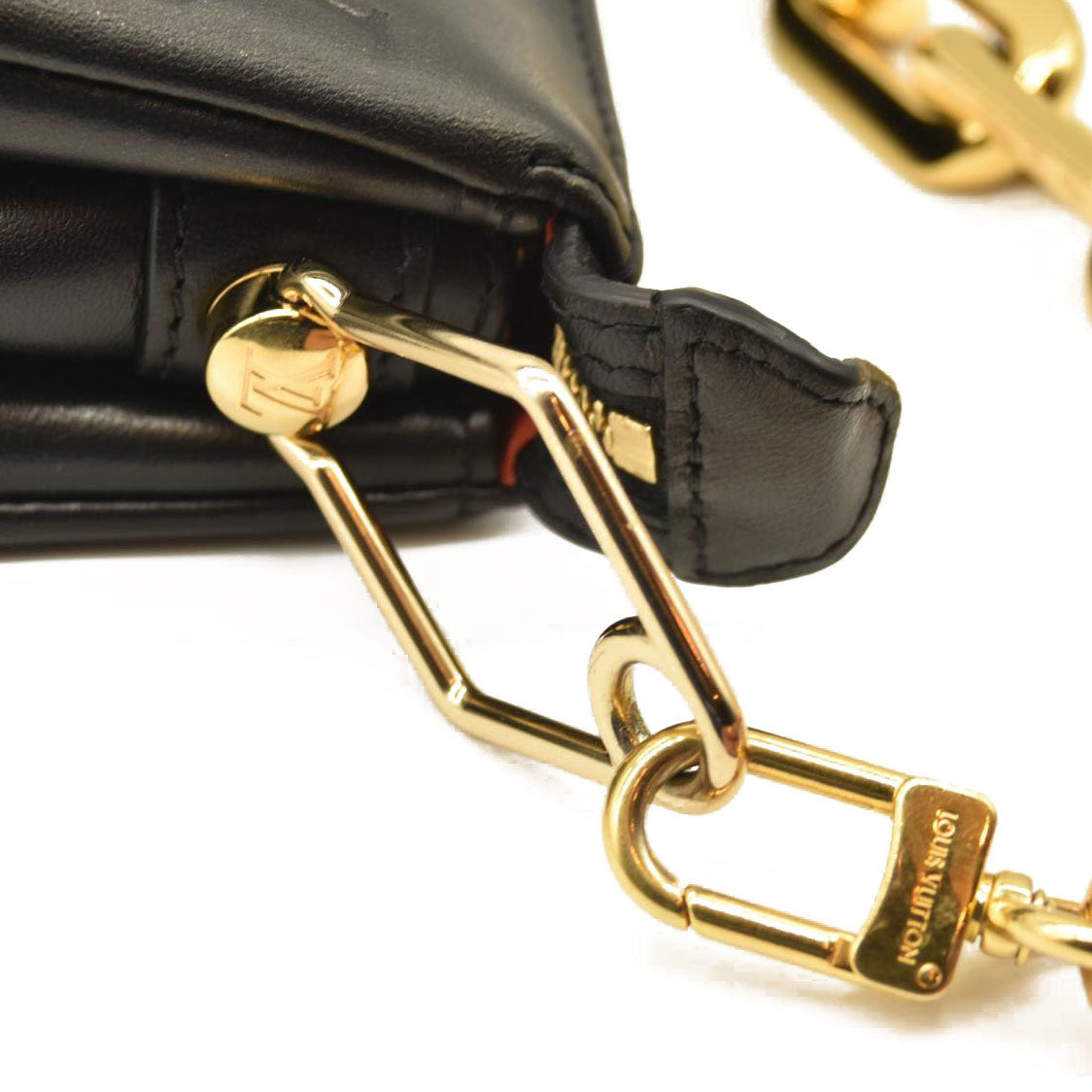 LOUIS VUITTON Lambskin Embossed Monogram Coussin BB Black