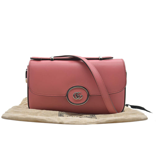 $2980 Gucci Senna Calfskin Petite GG Top Handle Shoulder Bag Pink