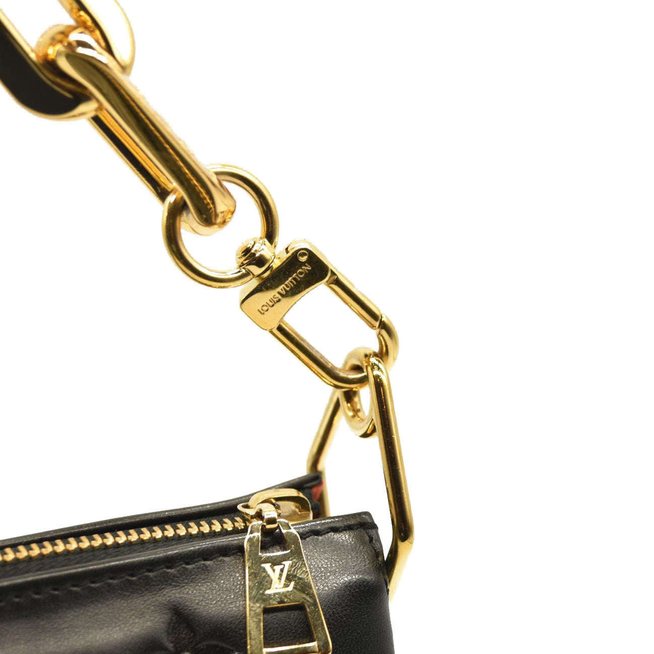 LOUIS VUITTON Lambskin Embossed Monogram Coussin BB Black