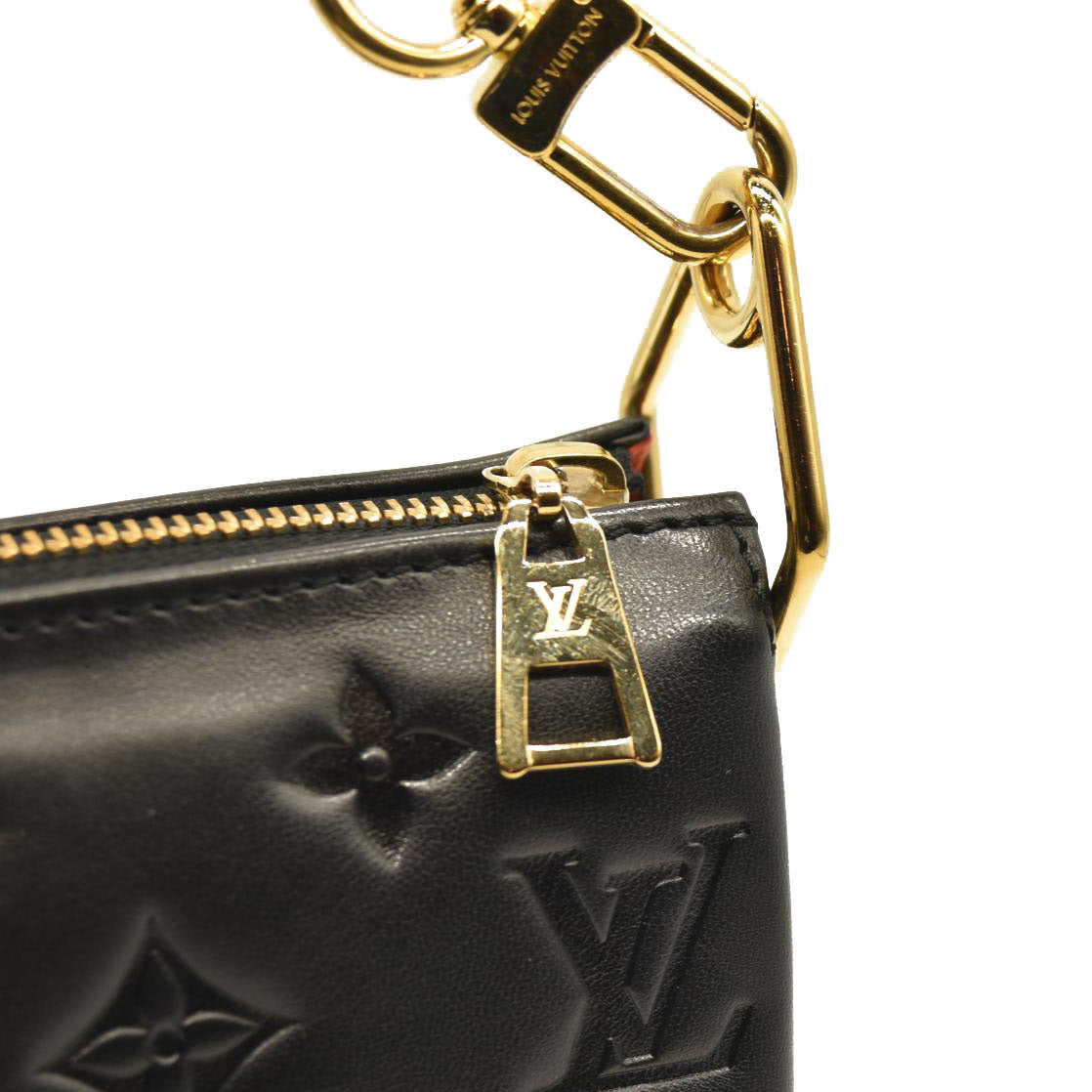 LOUIS VUITTON Lambskin Embossed Monogram Coussin BB Black