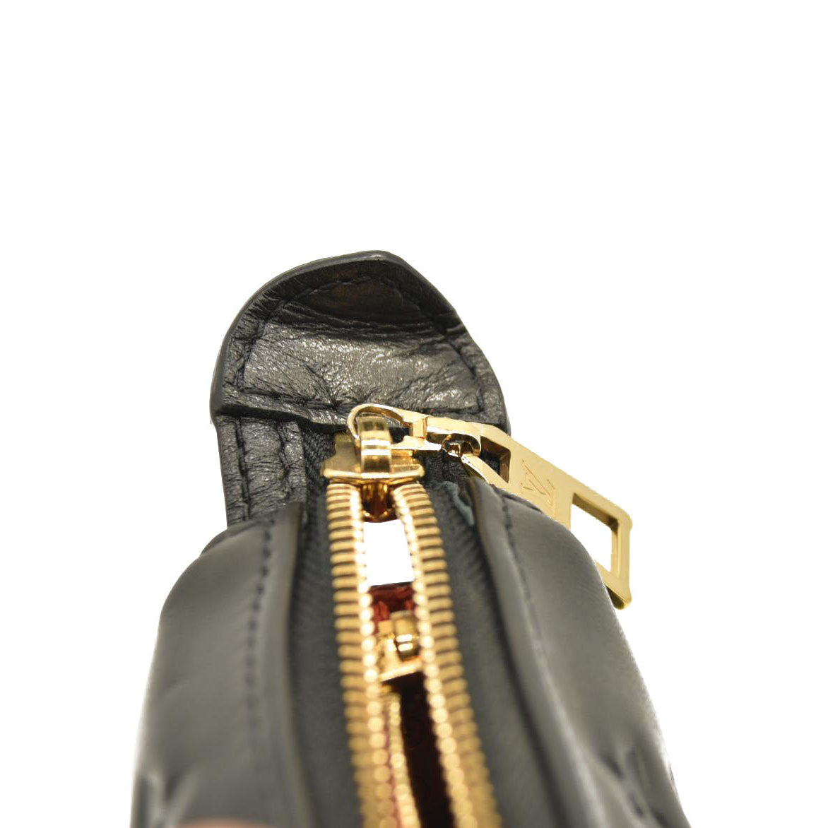 LOUIS VUITTON Lambskin Embossed Monogram Coussin BB Black