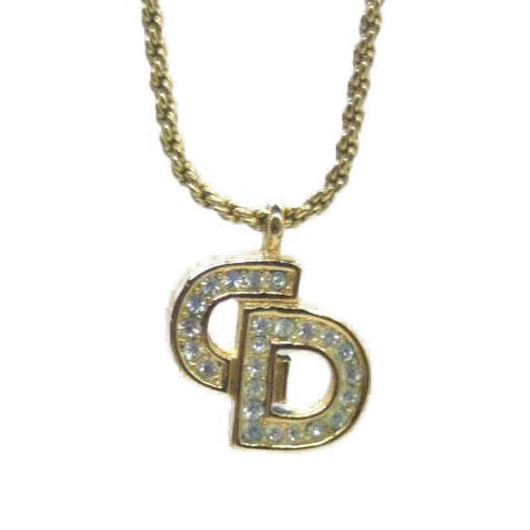 $440 Christian Dior CD Logo GP Necklace Gold CONSIGNMENT