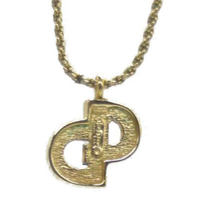 $440 Christian Dior CD Logo GP Necklace Gold CONSIGNMENT