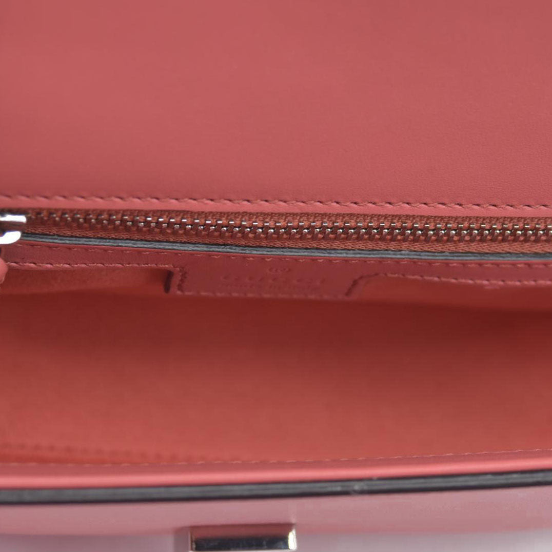 $2980 Gucci Senna Calfskin Petite GG Top Handle Shoulder Bag Pink