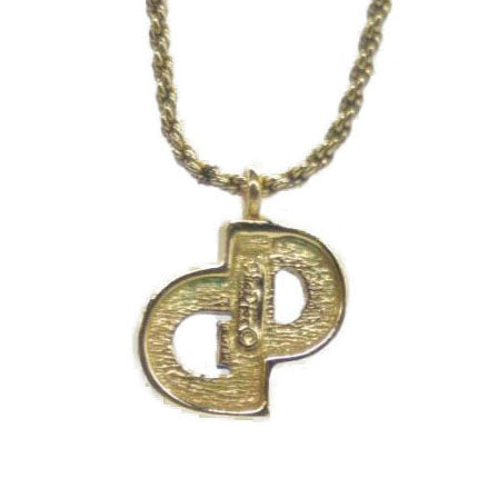 $440 Christian Dior CD Logo GP Necklace Gold CONSIGNMENT