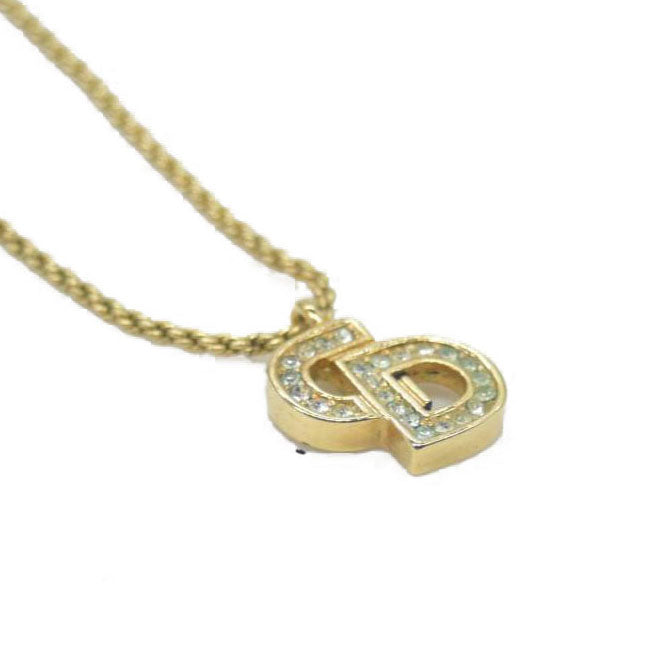 $440 Christian Dior CD Logo GP Necklace Gold CONSIGNMENT