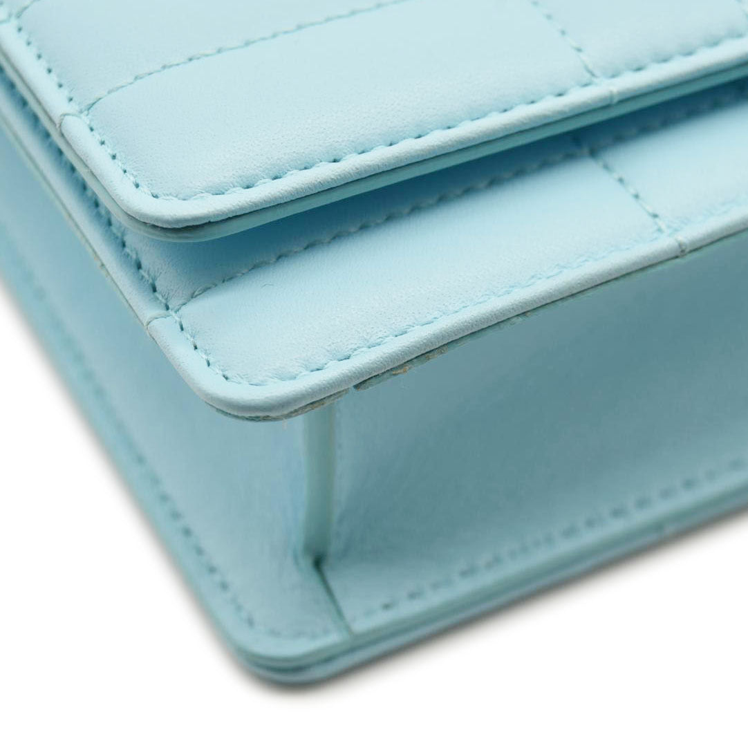 BURBERRY Lola TB Quilted Leather Clutch on Chain Sky Blue