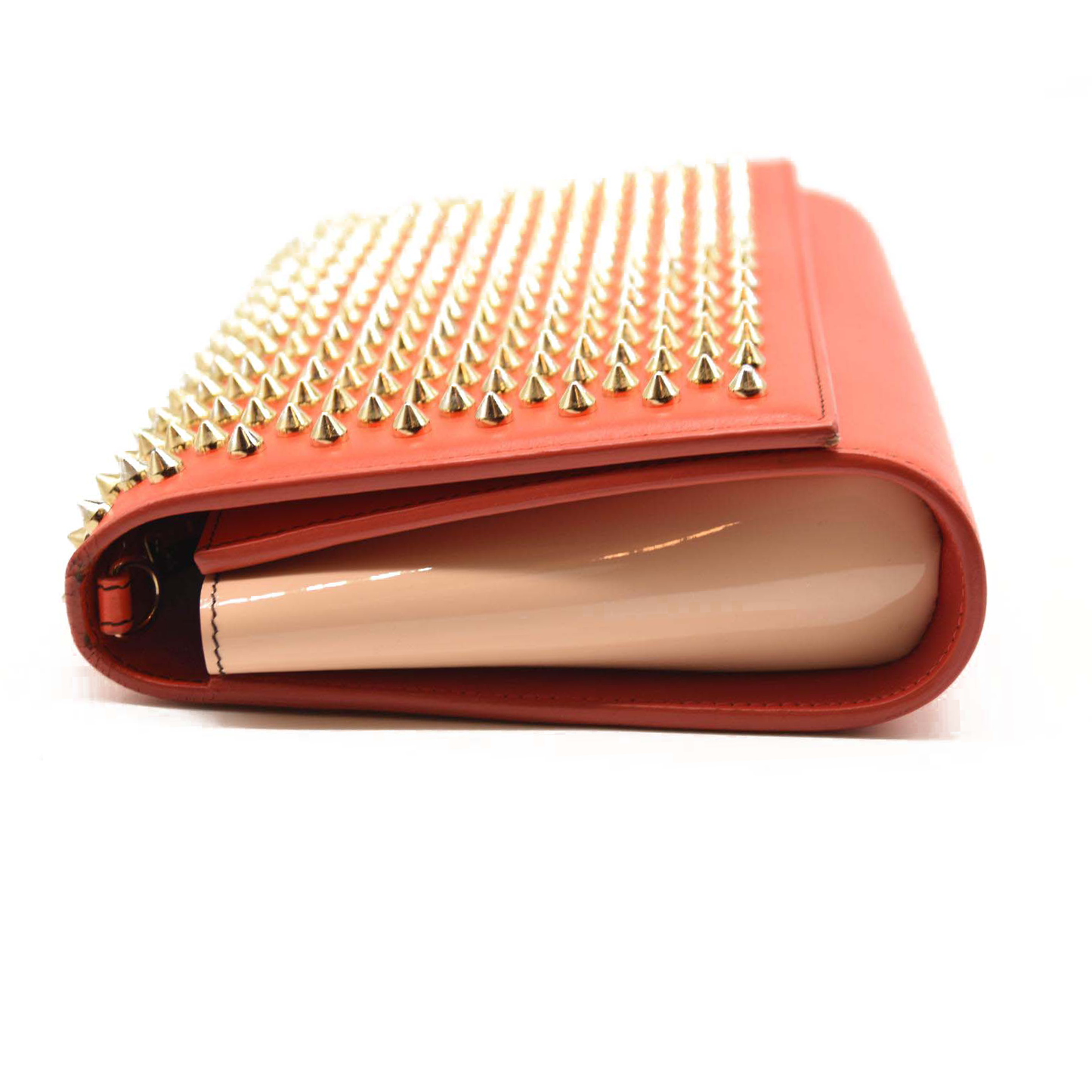 CHRISTIAN LOUBOUTIN Calfskin Spikes Paloma Clutch Red