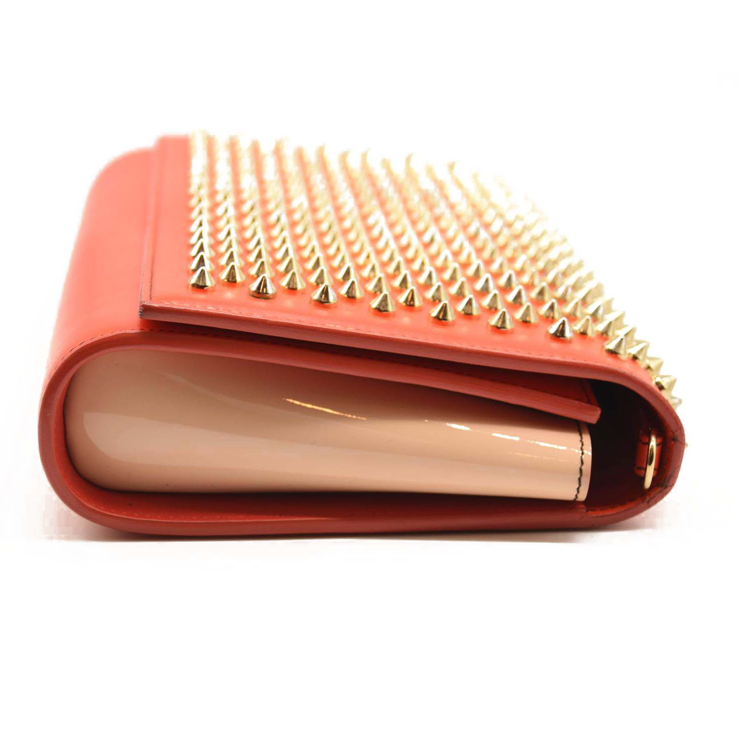 CHRISTIAN LOUBOUTIN Calfskin Spikes Paloma Clutch Red