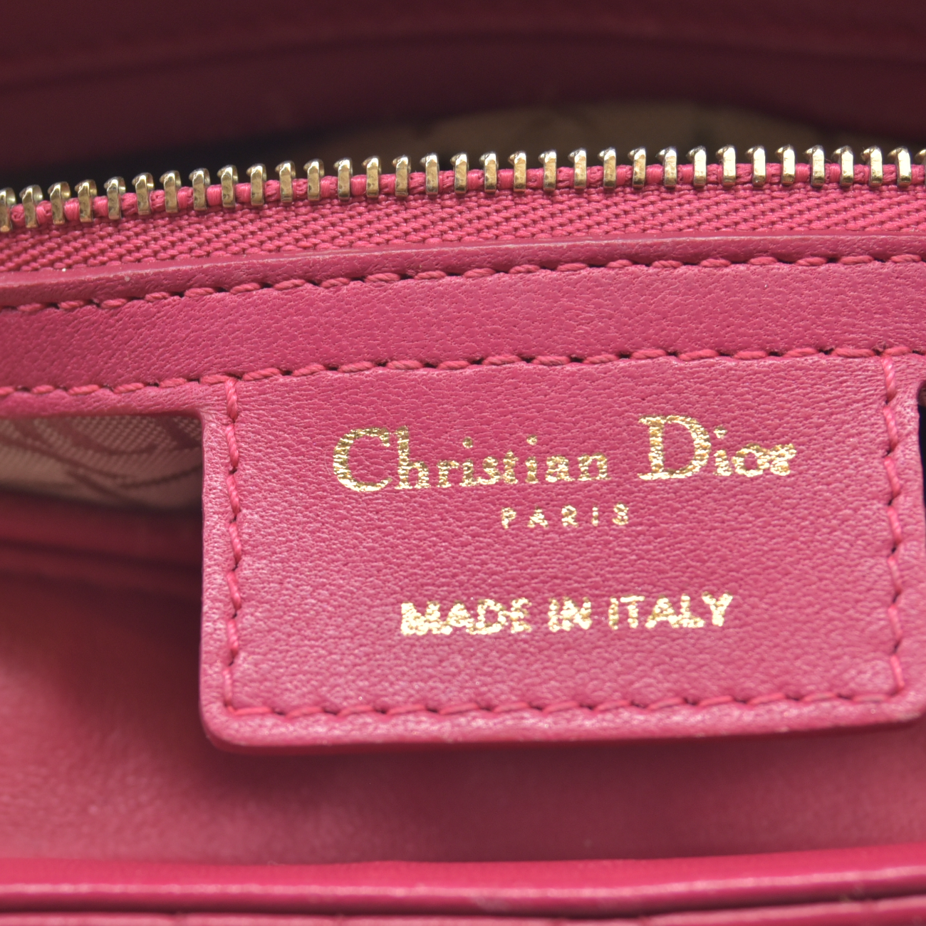 $6700 Christian Dior Lambskin Cannage Medium Lady Dior Fuchsia