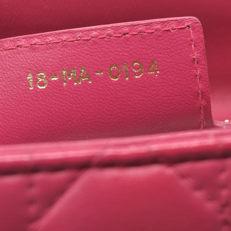 $6700 Christian Dior Lambskin Cannage Medium Lady Dior Fuchsia