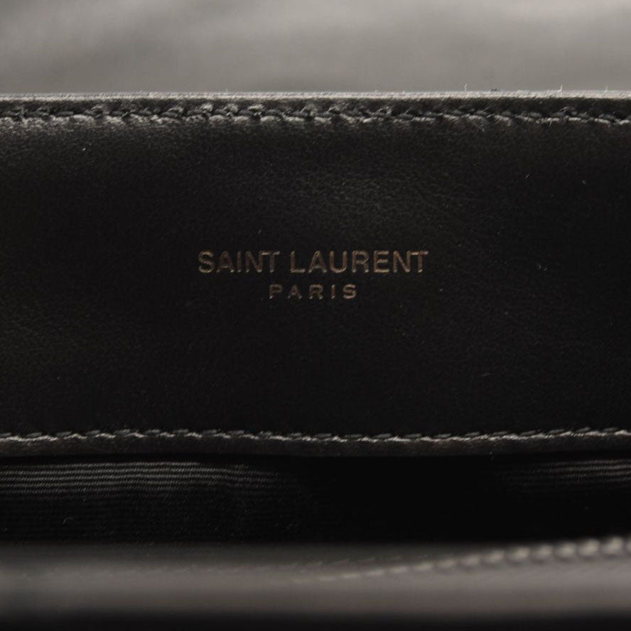 NEW SAINT LAURENT Calfskin Y Quilted Monogram Medium Loulou Chain Satchel Black