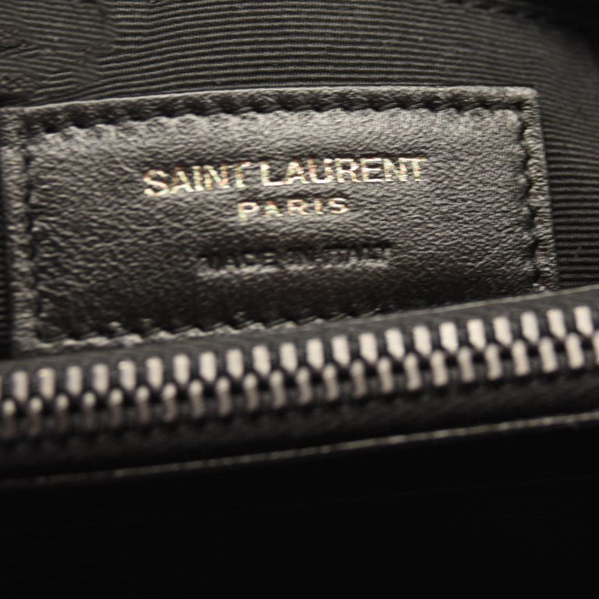 NEW SAINT LAURENT Calfskin Y Quilted Monogram Medium Loulou Chain Satchel Black