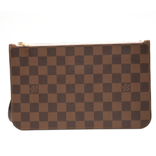 LOUIS VUITTON Damier Ebene Neverfull MM GM Pochette Rose Ballerine