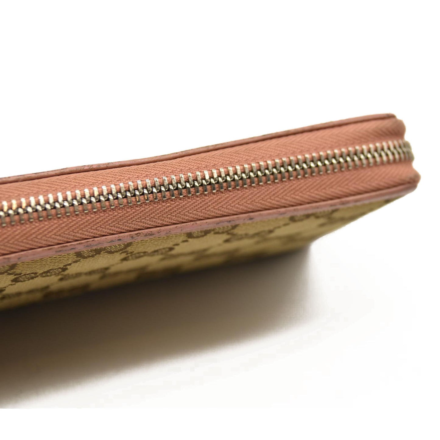 GUCCI Interlocking G GG Logo Canvas Zip Around Long Wallet Beige