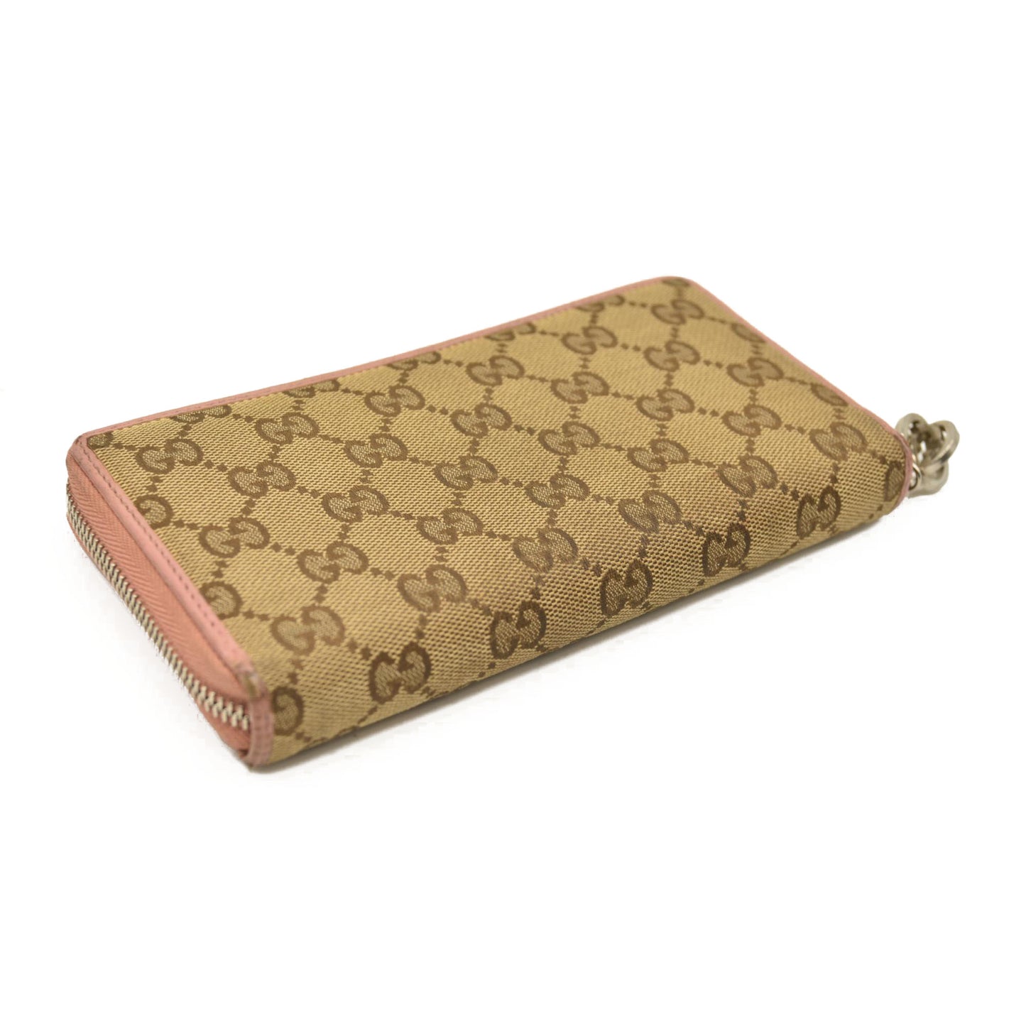 GUCCI Interlocking G GG Logo Canvas Zip Around Long Wallet Beige