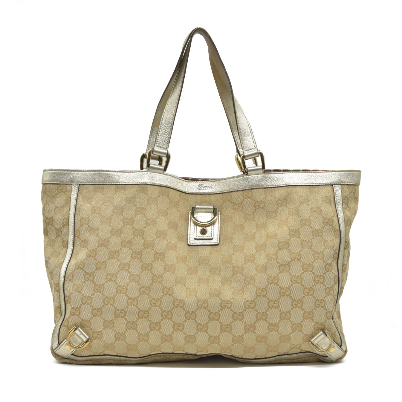 Gucci Monogram Large Abbey Tote Metallic Gold