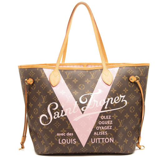 Louis Vuitton Monogram Saint Tropez V Neverfull MM Rose Ballerine