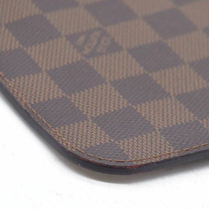 Louis Vuitton  Damier Ebene Neverfull MM Pochette Rose Ballerine Wristlet