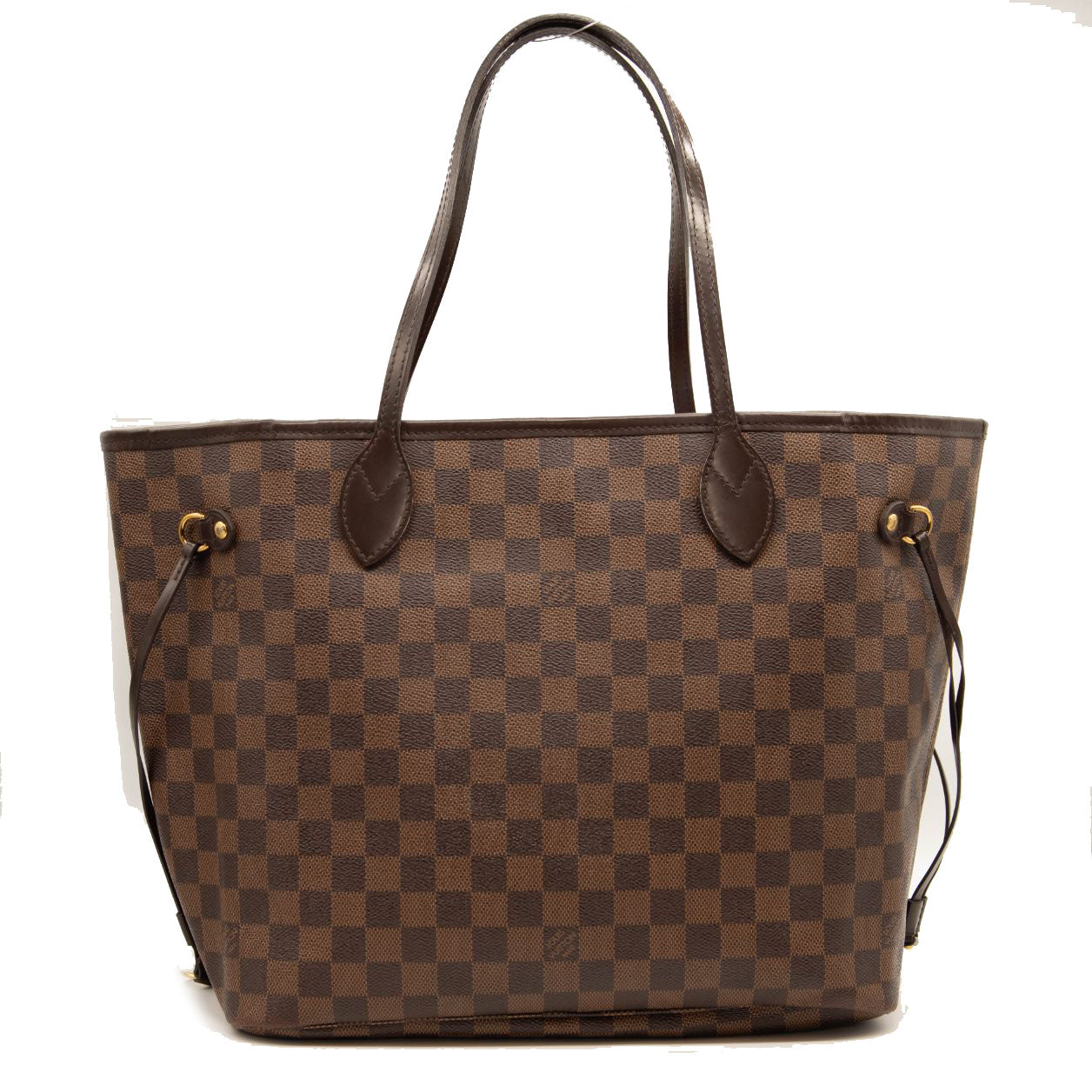 AR3146 LOUIS VUITTON Brown Damier Ebene Neverfull MM Tote Bag Rose Ballerine