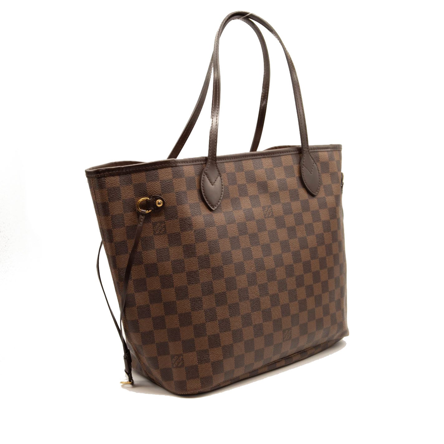 AR3146 LOUIS VUITTON Brown Damier Ebene Neverfull MM Tote Bag Rose Ballerine