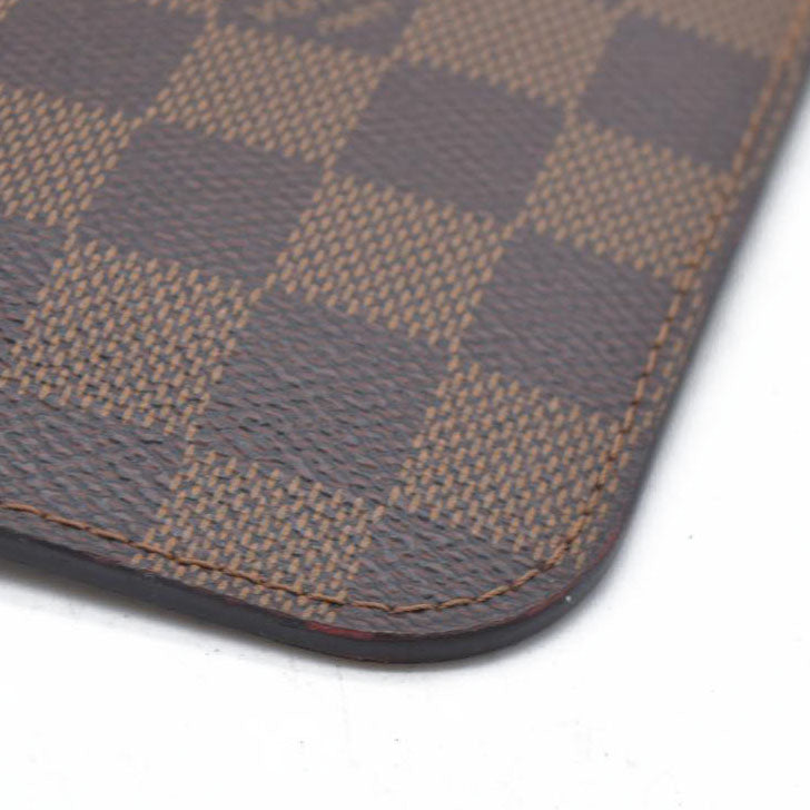 Louis Vuitton  Damier Ebene Neverfull MM Pochette Rose Ballerine Wristlet