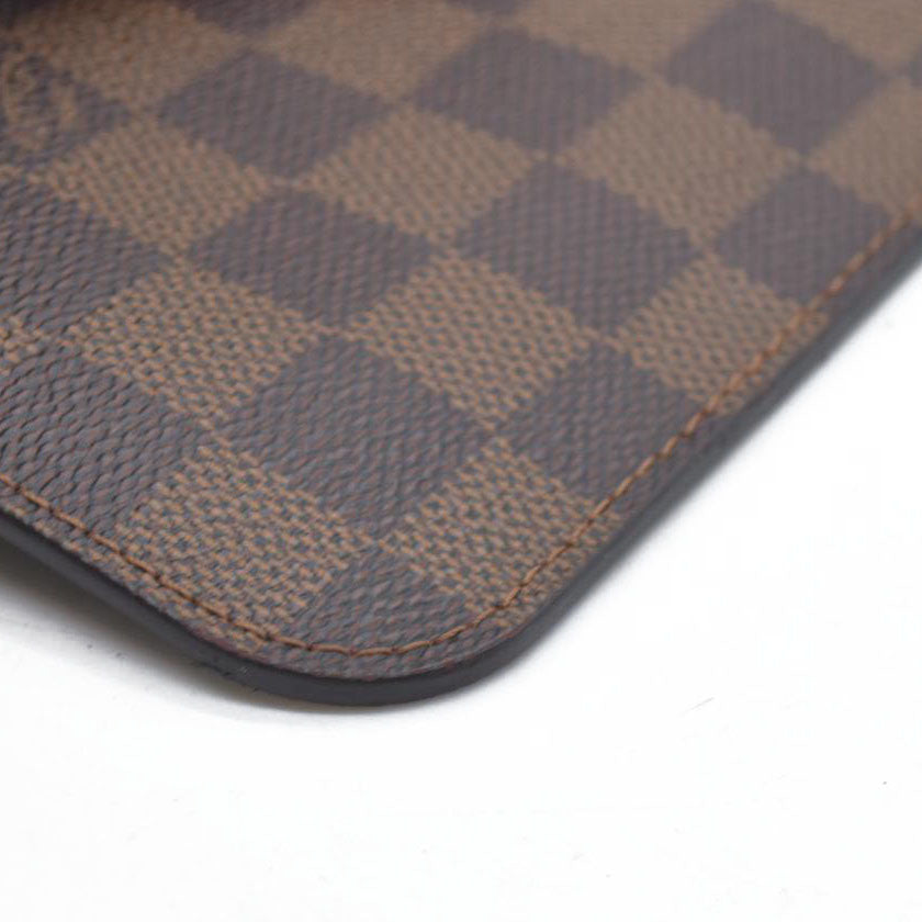 Louis Vuitton  Damier Ebene Neverfull MM Pochette Rose Ballerine Wristlet