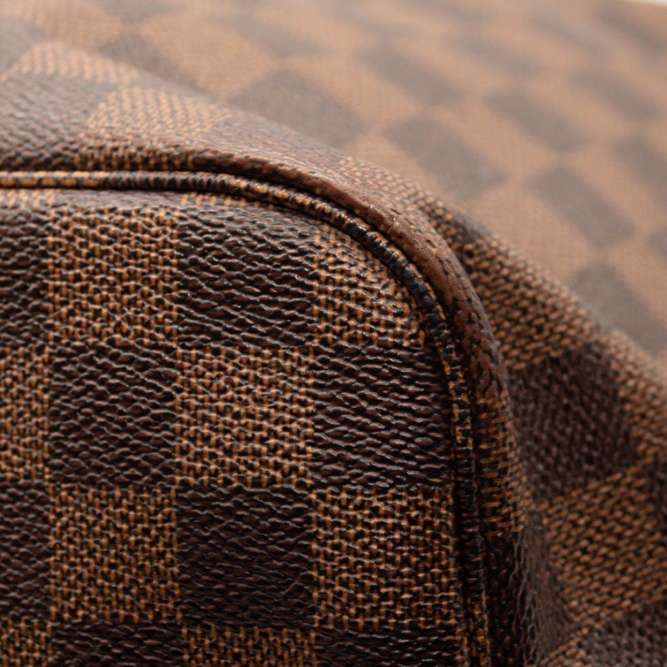 AR3146 LOUIS VUITTON Brown Damier Ebene Neverfull MM Tote Bag Rose Ballerine