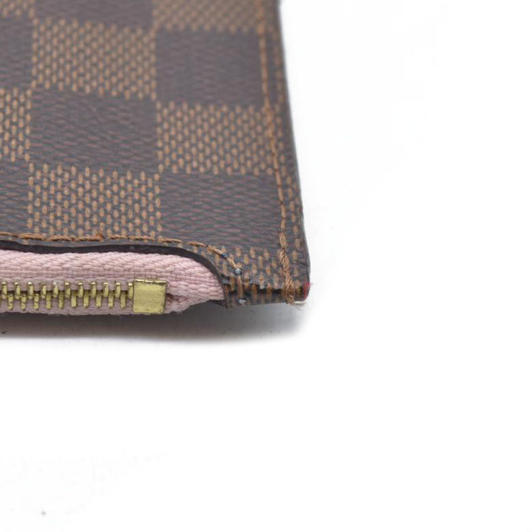 Louis Vuitton  Damier Ebene Neverfull MM Pochette Rose Ballerine Wristlet