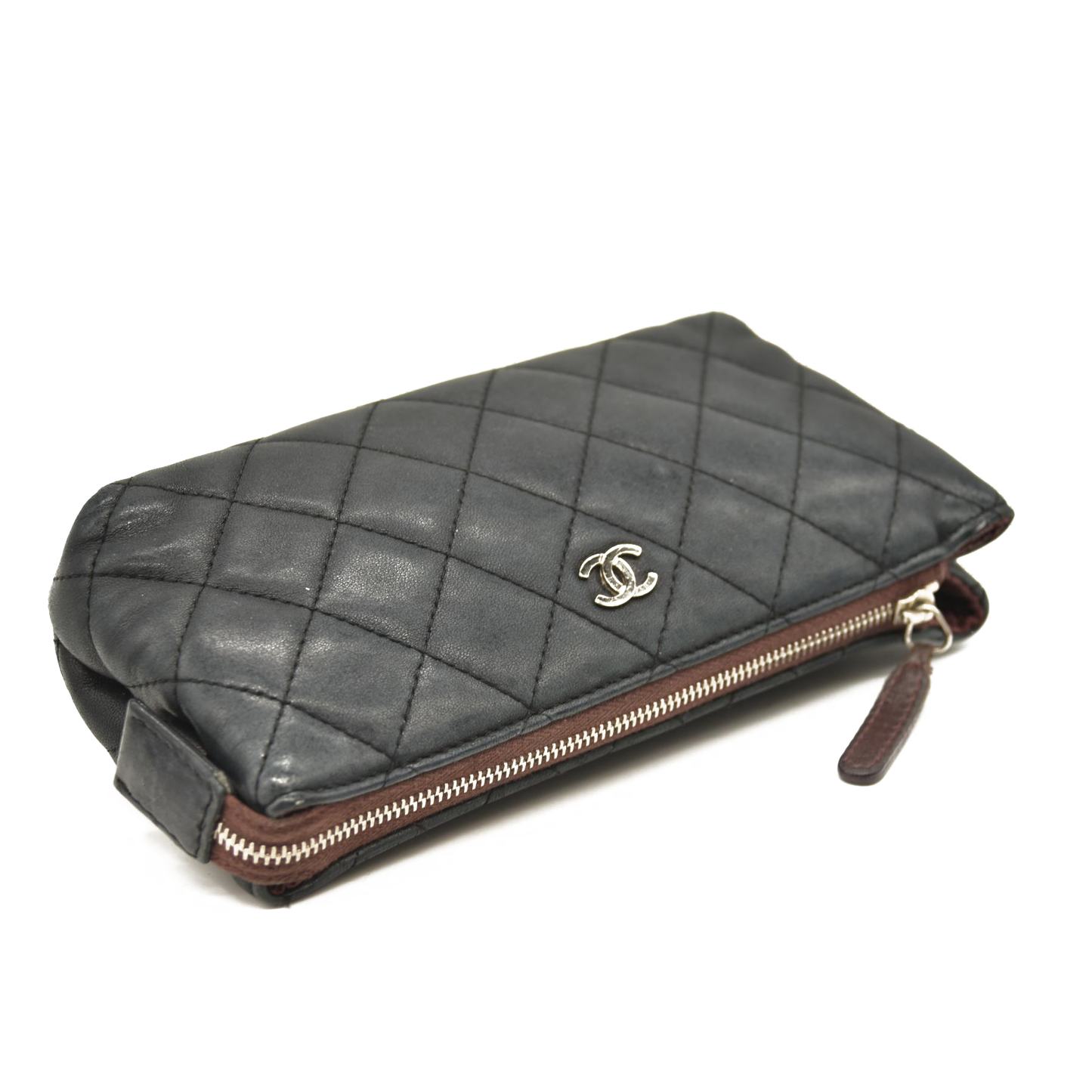 Chanel Lambskin Quilted Cosmetic Case Black