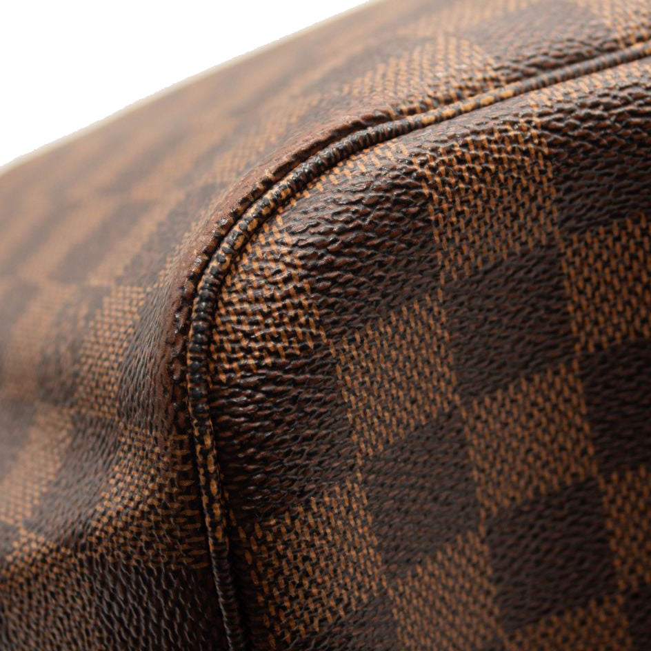 AR3146 LOUIS VUITTON Brown Damier Ebene Neverfull MM Tote Bag Rose Ballerine