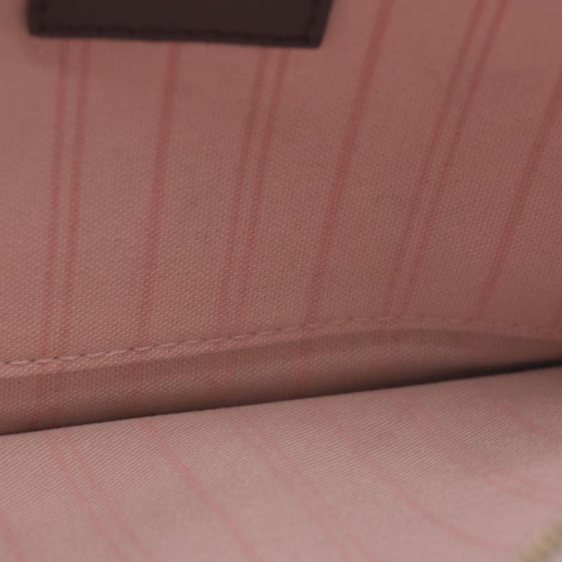 Louis Vuitton  Damier Ebene Neverfull MM Pochette Rose Ballerine Wristlet