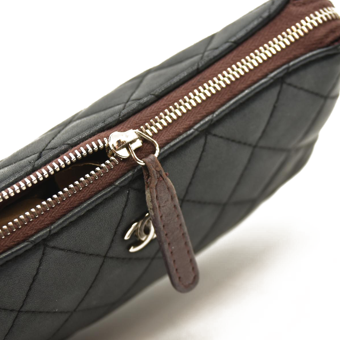 Chanel Lambskin Quilted Cosmetic Case Black