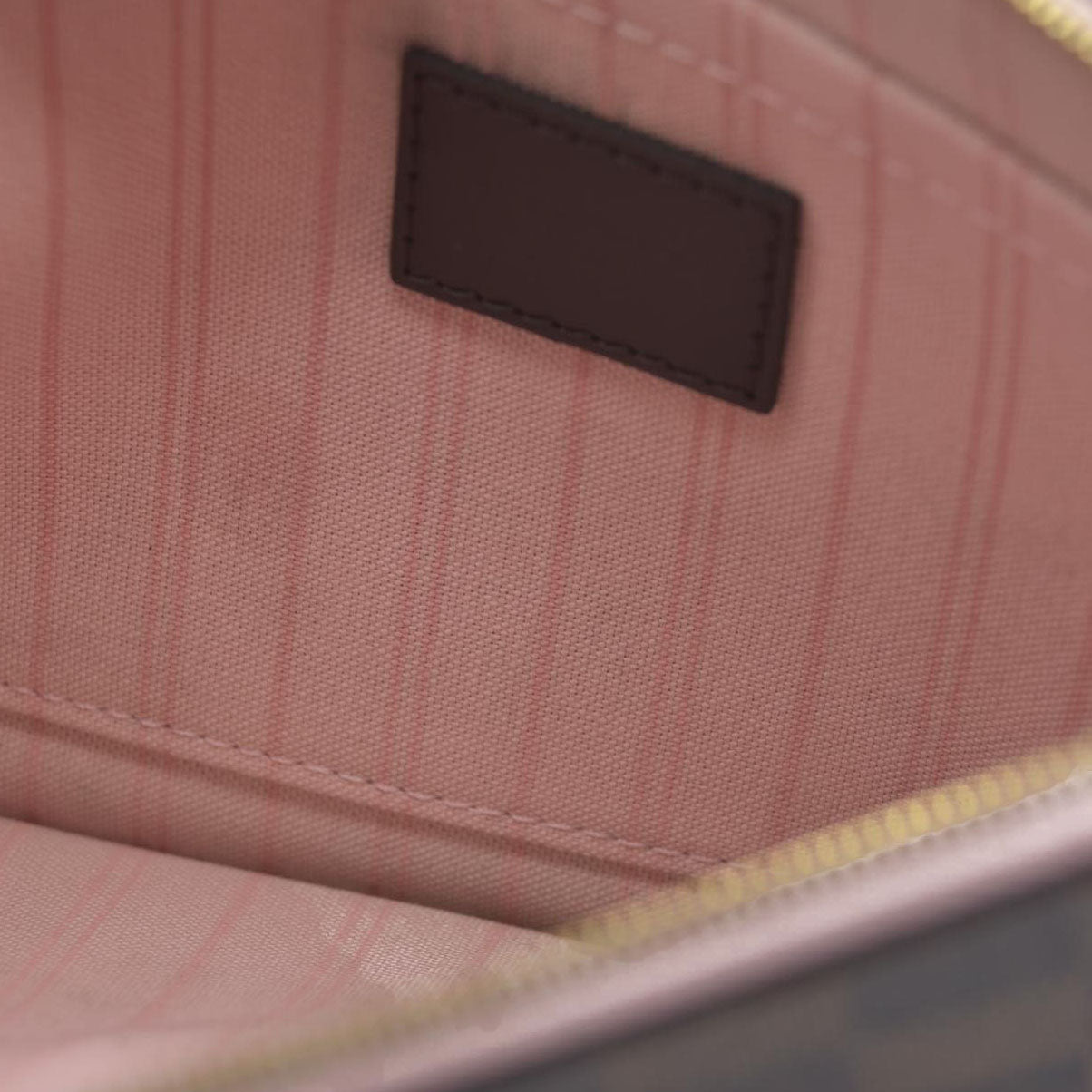 Louis Vuitton  Damier Ebene Neverfull MM Pochette Rose Ballerine Wristlet