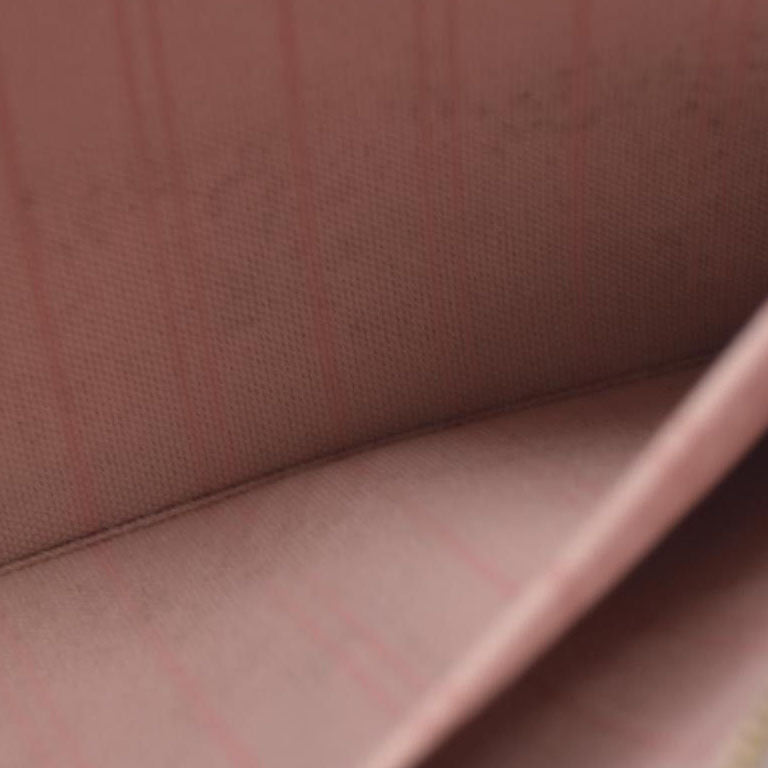 Louis Vuitton  Damier Ebene Neverfull MM Pochette Rose Ballerine Wristlet