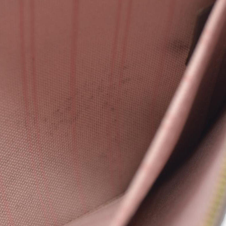 Louis Vuitton  Damier Ebene Neverfull MM Pochette Rose Ballerine Wristlet