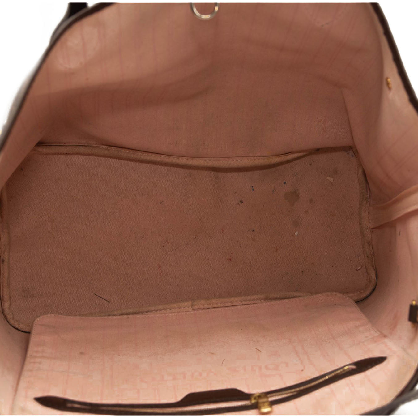 AR3146 LOUIS VUITTON Brown Damier Ebene Neverfull MM Tote Bag Rose Ballerine