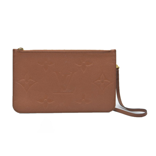 $2940 Louis Vuitton  Empreinte Monogram Giant Neverfull MM Pochette Cognac