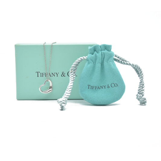 $500 Tiffany & Co. Elsa Peretti 15 mm Open Heart Pendant Sterling Silver 925