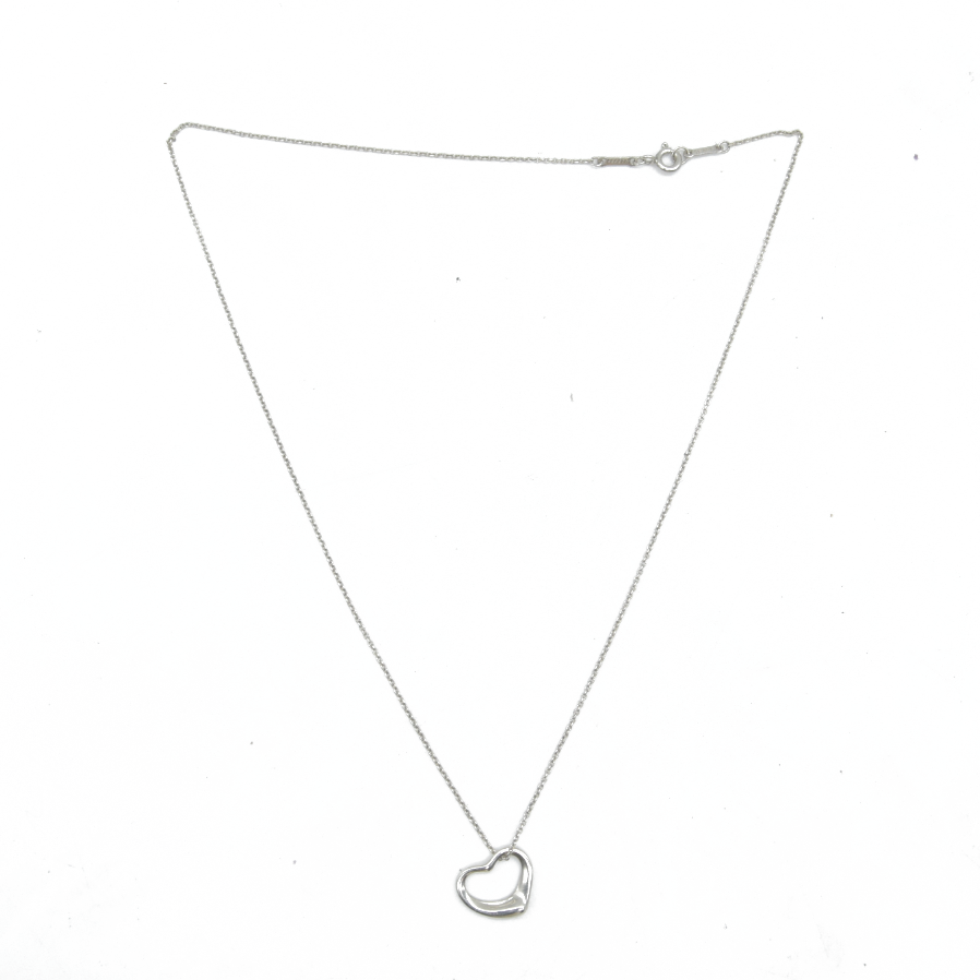 $500 Tiffany & Co. Elsa Peretti 15 mm Open Heart Pendant Sterling Silver 925