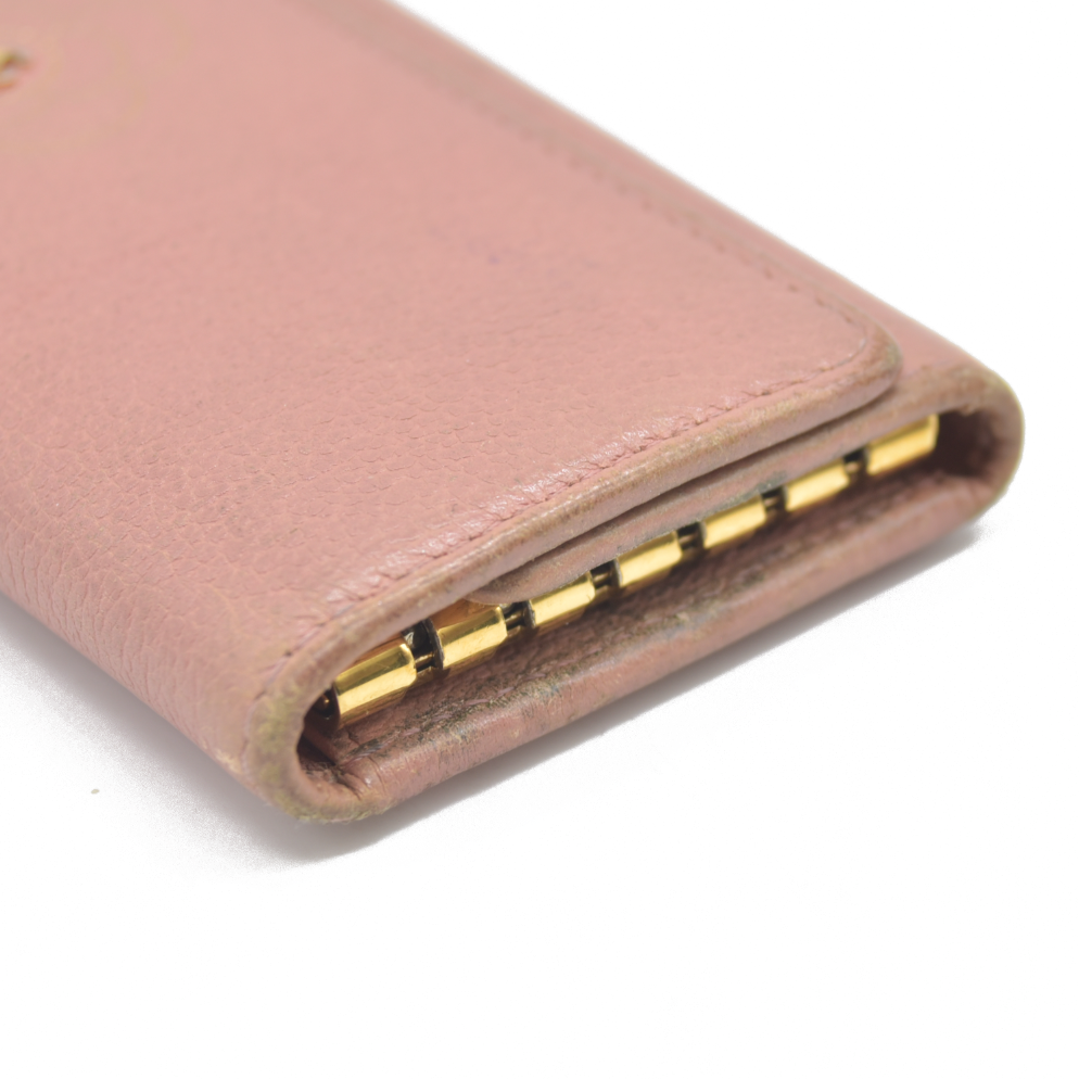 AUCTION $600 Chanel Camellia 6 Key Holder Coral Pink