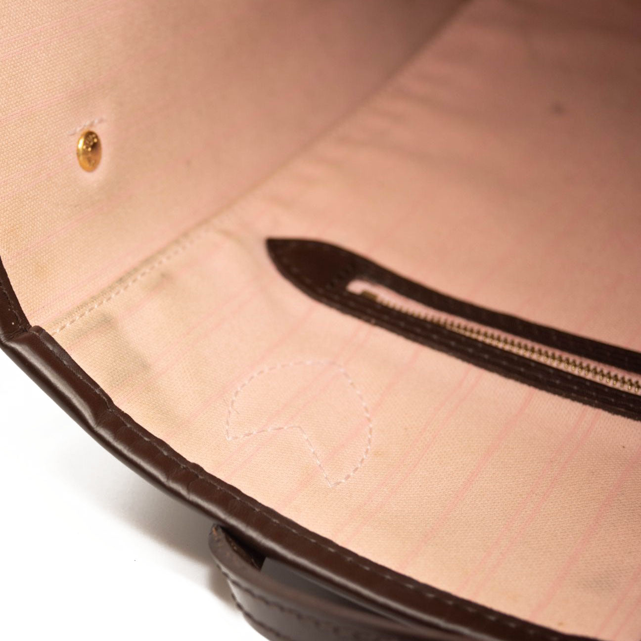 AR3146 LOUIS VUITTON Brown Damier Ebene Neverfull MM Tote Bag Rose Ballerine