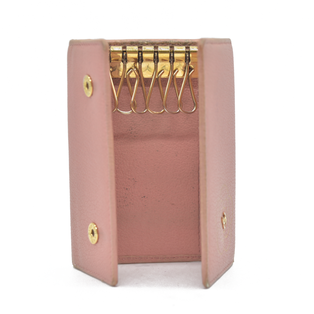 AUCTION $600 Chanel Camellia 6 Key Holder Coral Pink