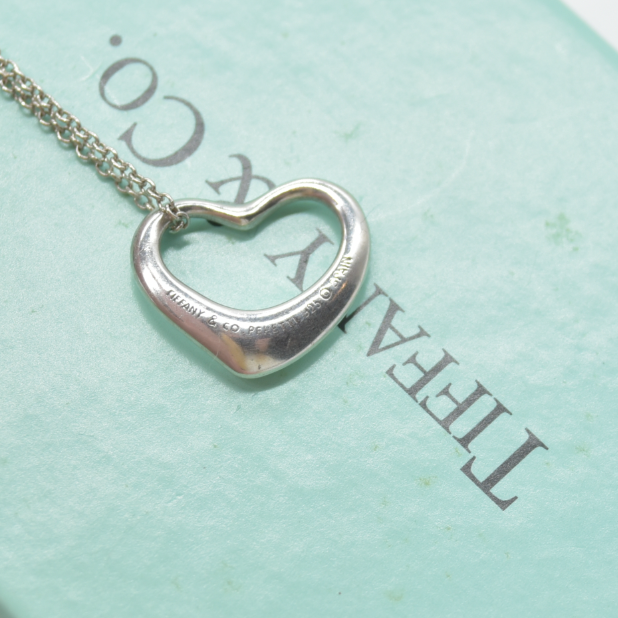 $500 Tiffany & Co. Elsa Peretti 15 mm Open Heart Pendant Sterling Silver 925