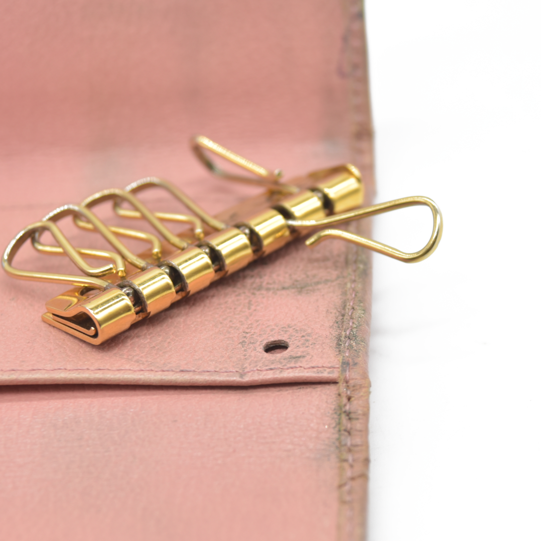 AUCTION $600 Chanel Camellia 6 Key Holder Coral Pink