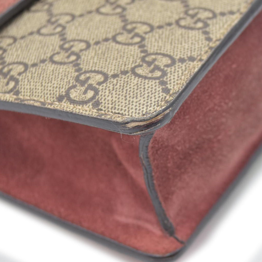 $1690 Gucci GG Supreme Monogram Blooms Mini Dionysus Shoulder Bag Beige Multicolor Dry Rose