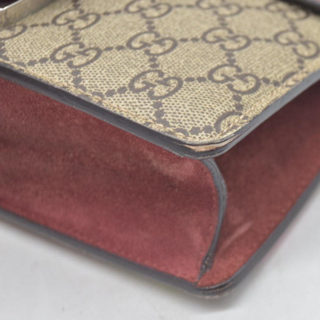 $1690 Gucci GG Supreme Monogram Blooms Mini Dionysus Shoulder Bag Beige Multicolor Dry Rose