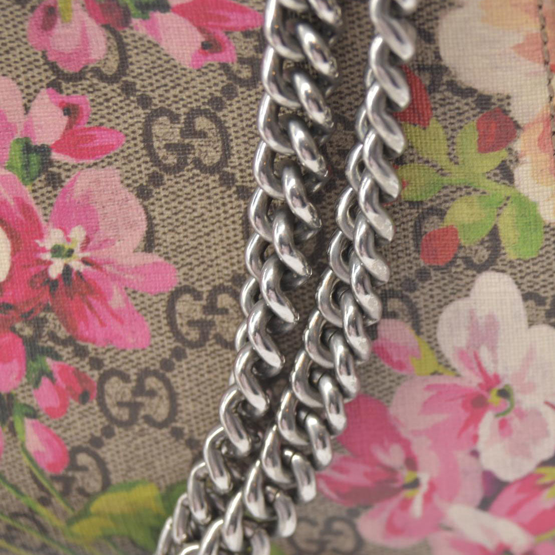 $1690 Gucci GG Supreme Monogram Blooms Mini Dionysus Shoulder Bag Beige Multicolor Dry Rose